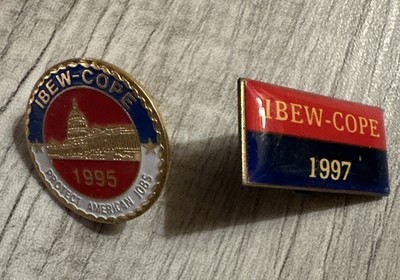 Set of Two IBEW COPE 1995/1997 Pin Protect American Jobs Vintage Pins