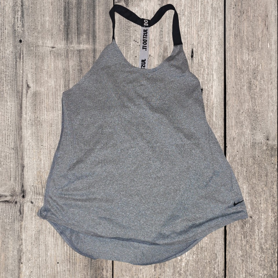 Nike Women's Grey Running Top Gym Sports Activewear Singlet Top Size M