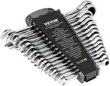 Combination Wrench Set 16-Piece Metric 8 mm to 24 mm with Organizer Rack