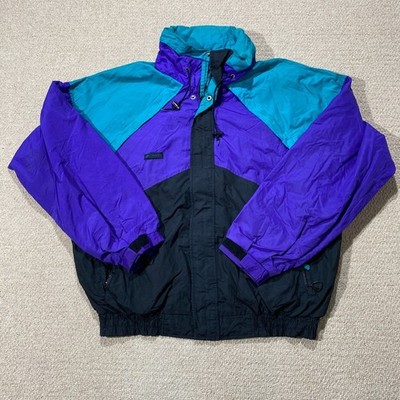 VINTAGE Columbia Bomberjacke Herren Large schwarz lila Ski Radialärmel 90er