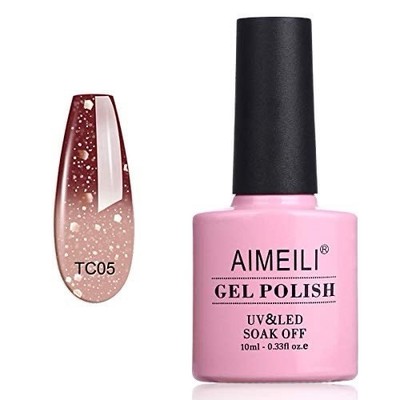 AIMEILI Soak Off UV LED TC05 Chocolate Glitter Color Changing Gel Nail Polish