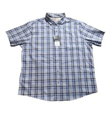 NWT Eddie Bauer Classic SHORT SLEEVE Plaid Button Down Shirt SIZE 2XL