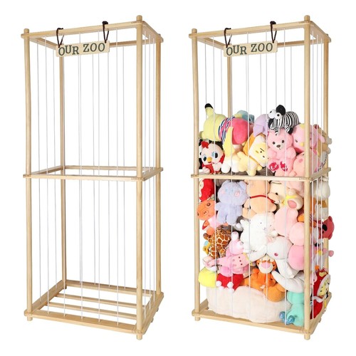 Extra Large Stuffed Animal Storage Zoo Wooden Plush Organizer Corner Shelf