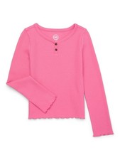 Wonder Nation Long Sleeve Henley Tee Solid Pink, Girls L 10-12