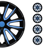 "4X Radkappen Radzierblenden Radblenden 15\" Zoll Stahlfelgen Matt Schwarz Blau"