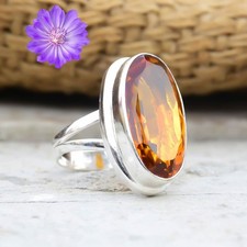 Yellow Citrine Gemstone 925 Sterling Silver Handmade Jewelry Ring Gift For