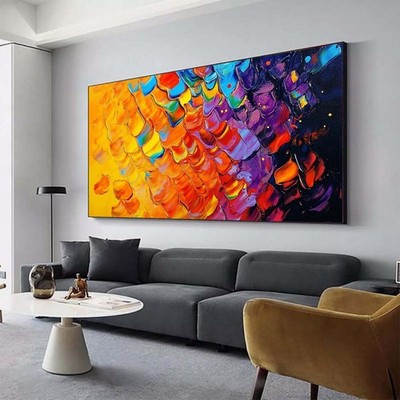 Yellow Modern Abstract Texture Hand Painted Oil Painting on Canvas Home Decor 