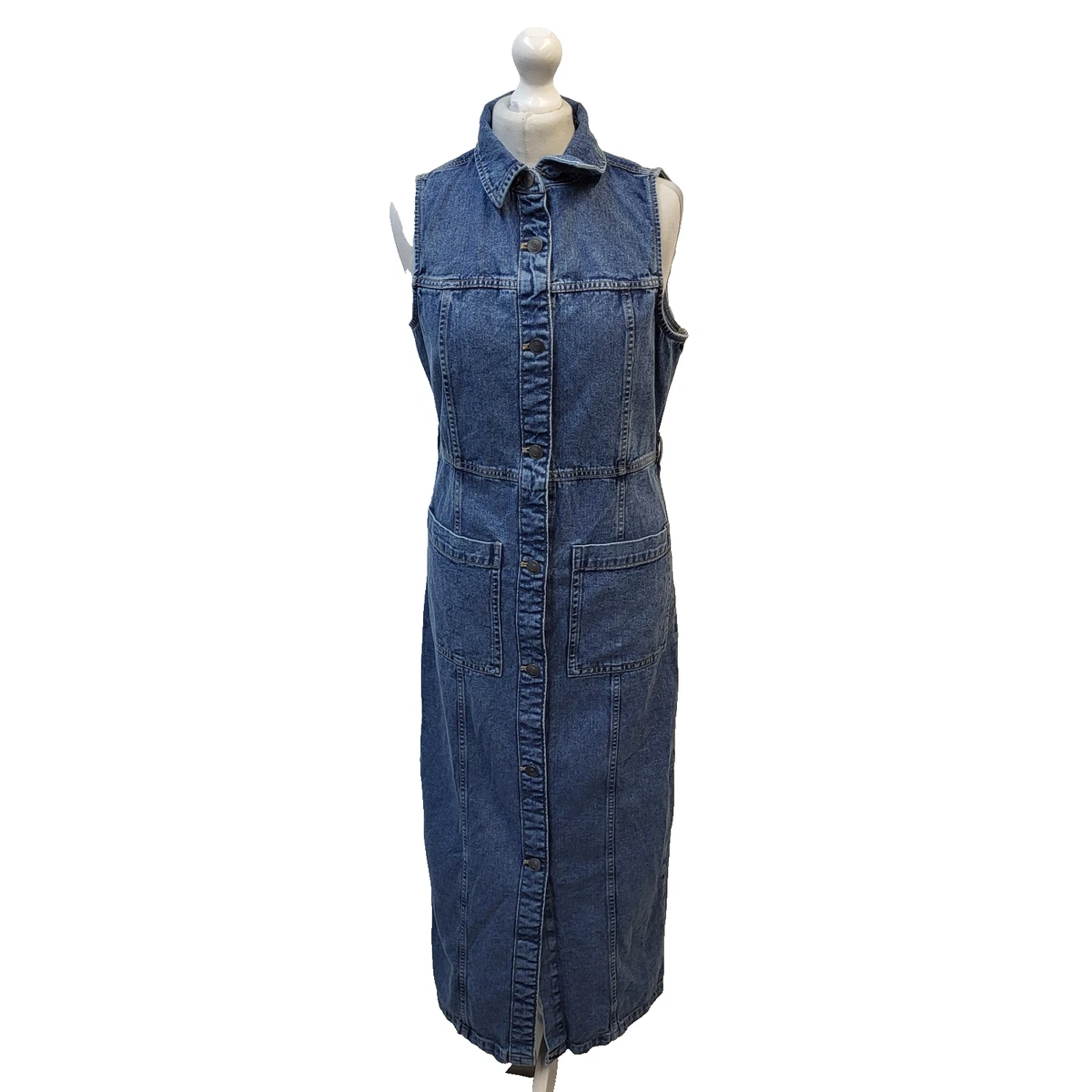 Denim Collared Sleeveless Dresses for Women for sale | eBay UK