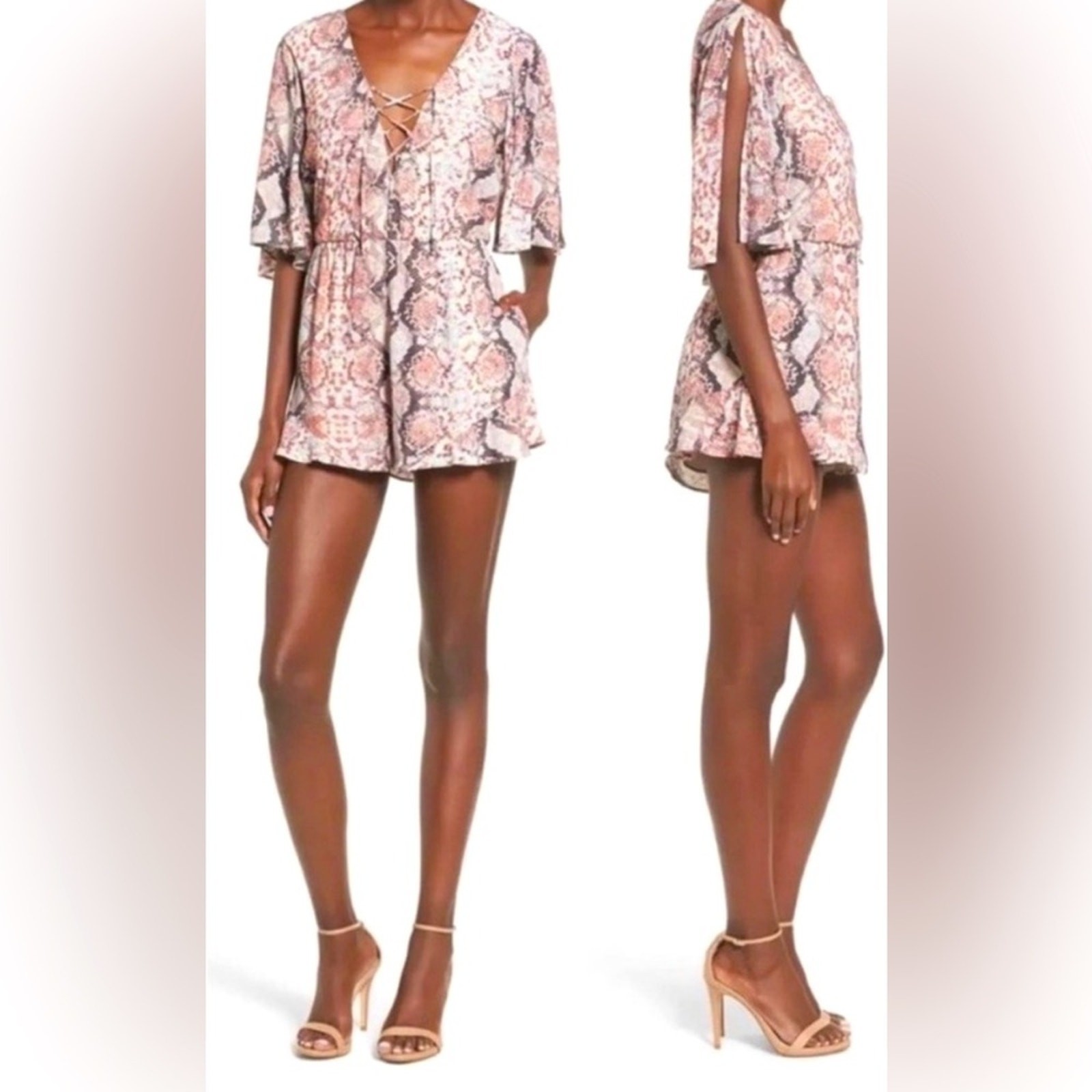 Lovers + Friends Epiphany Python White Print Lace… - image 1