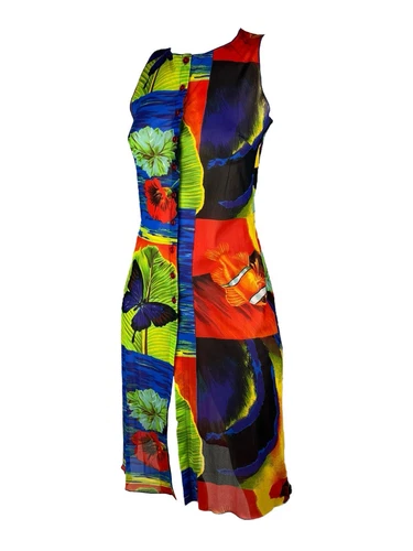 Abito trasparente multicolore Kenzo S S 1996 taglia S (UK8 10). Nuovo senza etichette