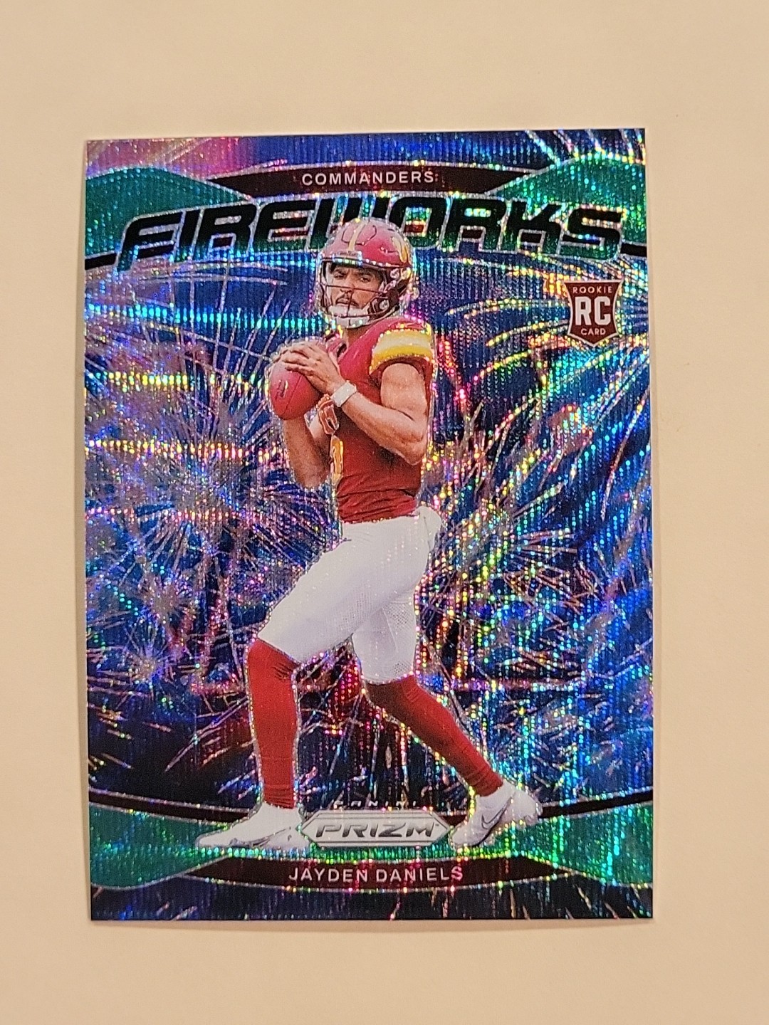 2024 Panini Prizm - Fireworks Jayden Daniels #24 Green Wave Prizm (RC)