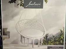 NEW in Box Belavi Boho Hanging Lounge Chair Hammock With Cushion Portable NEW