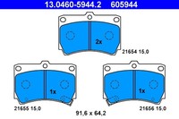 Bremsbelagsatz Scheibenbremse ATE 13.0460-5944.2 FüR KIA RIO Mazda 323 BG Demio