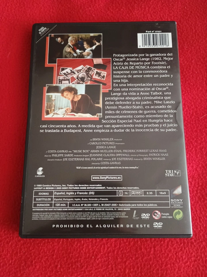 Dvd la caja de música - costa gavras Jessica lange Lukas haas - Imagen 2 de 2