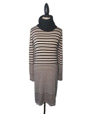 MaxMara Weekend Striped Sweater Dress M Silk Wool Turtleneck Luxury Athleisure
