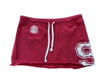 VTG Abercrombie  Fitch Drawstring Mini Skirt M Red Y2K Sweat Spellout