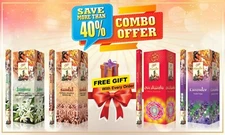Flute Brand Masala Natural Incense Combo-Jasmine,Sandalwood,OmShanthi & Lavender