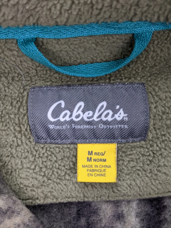 Cabelas Open Country Outfit Her Womens M Green Beige Camo Fleece 1/4 Zip - Image 2 of 4