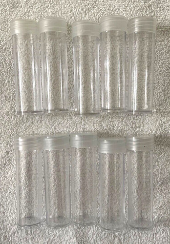 Ten Penny/Dime Round Plastic Coin Tubes w/Screw Tops!