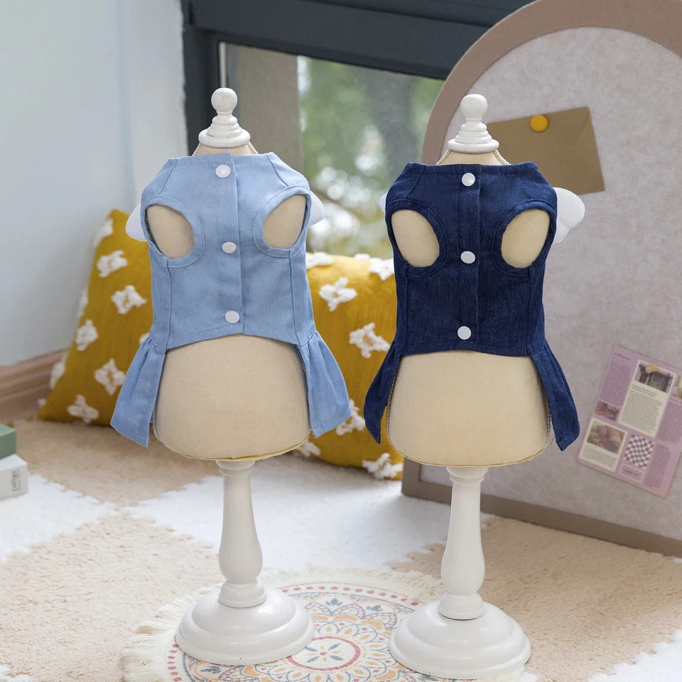 Vestido vaquero para perro mascota primavera verano cómodo falda para cachorro para perro pequeño mediano Foto 2 de 4