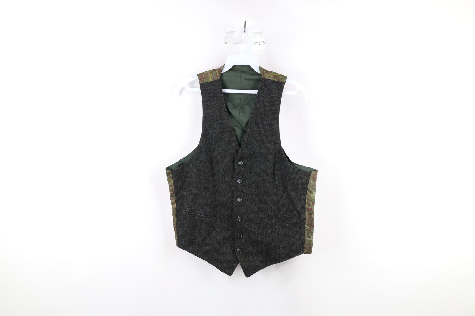 Vintage 50s 60s Rockabilly Mens Small Distressed Reversible Wool Suit Vest USA