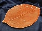 CRATE & BARREL coral BRICK RED LEAF SHAPED serving PLATE new with tag! — photo 1