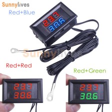 Dual LED Display Digital Thermometer Waterproof Temperature Sensor NTC Probe