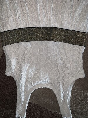 Miss Chievous Ivory Lace W/ Gold Stretch Waistband Sleeveless Dress Med |  eBay