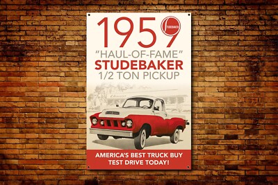 Studebaker Truck 1959 Dealership Advertising Garage Banner 2'x3' Made In The USA