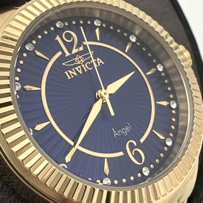 Invicta Womens Watch 28281 Angel Blue Dial Gold Tone Stainless Steel Quartz  35mm