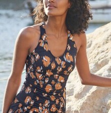 NWT Meet.Curve Women Watercolor Ikat orange blue Swimsuit Tankini Top XXL