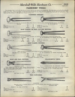 1912-18 PAPER AD Farrier Tools Hoof Paring Nail Nipper Clincher Atha Blacksmith 