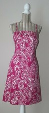 Lauren Ralph Lauren Paisley White on Hot Pink Strap Dress NWT 10 Med Stretchable