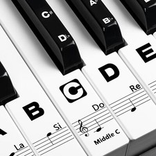 Piano Keyboard Stickers for Beginners Removable keys Black