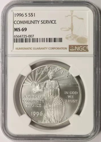 1996-S Community Service Silver Dollar $1 NGC MS69