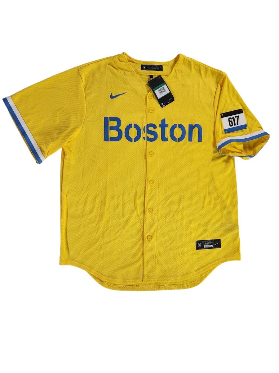 Nike Boston Red Sox 2021 City Connect Jersey Gold/Light Blue Men's