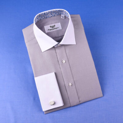 Gray Formal Business Dress Shirt Contrast Collar French Cuff Blue Paisley Floral | eBay Gray Formal Business Dress Shirt Contrast Collar French Cuff Blue Paisley Floral | eBay