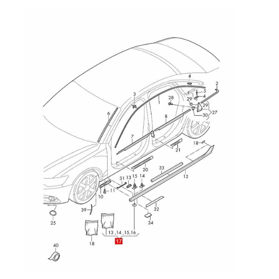 OE Side Skirt Attachment Parts Clips Repair Set for Audi A6 Allroad C7 2012-2015 - Image 3 of 4