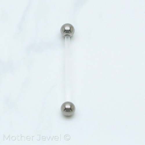 FLEXIBLE CLEAR RETAINER MATERNITY BELLY PIERCING BAR SILVER SURGICAL STEEL RING - Picture 20 of 22