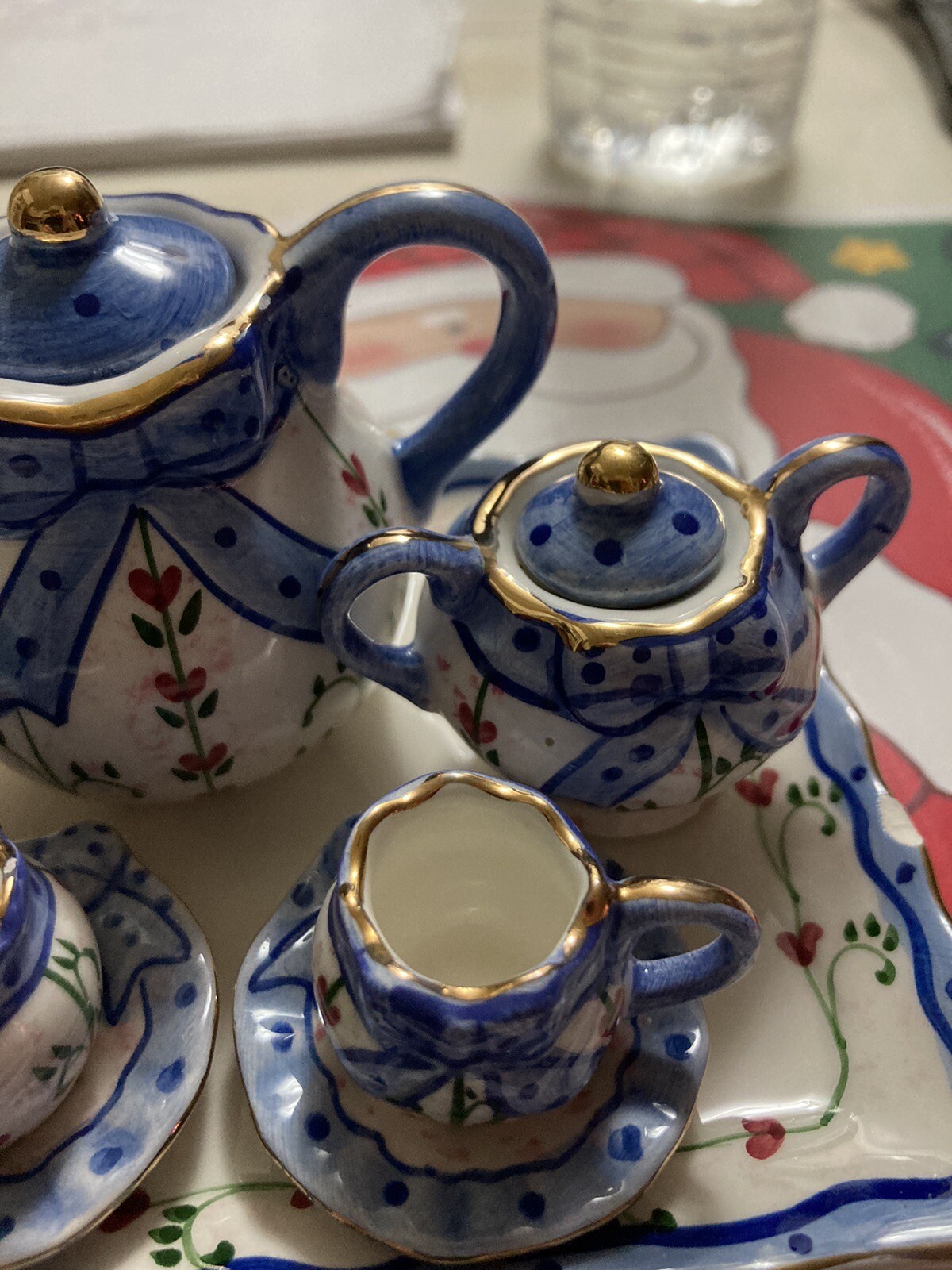 Vintage Miniature Blue and White Porcelain Teaset eBay