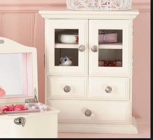 New Pottery Barn Kids Pbk Tall Jewelry Box White W Glass Doors