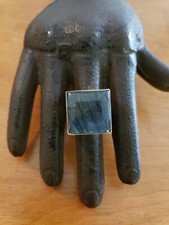 VINTAGE STERLING SILVER SQUARE FACE ABALONE SHELL PAUA SHELL RING SZ 6 925