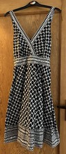 Size 10 Red Herring Black And White lined Patterned Dress With Silver Sequins