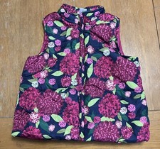 Gymboree Girls Zip Up Puffer Vest Size 5/6 Floral Navy Magenta VGC CUTE 