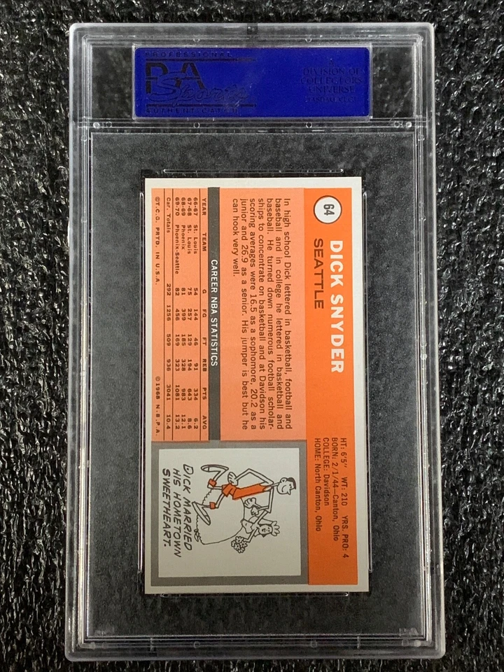 1970 Topps Basketball #64 Dick Snyder PSA 8 - Image 2 of 2