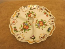 GODINGER PORCELAIN THREE-SECTION SERVING DISH FRUIT PLATTER 10.5"