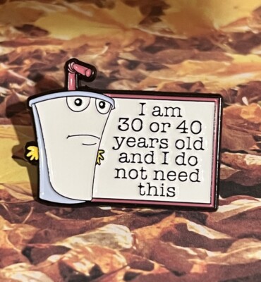 Aqua Teen Hunger Force Master Shake I am 30 I Don't Need This Hat Lapel Pin NEW