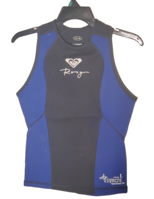 Roxy Syncro Wetsuit Top/Vest Size 12/40 Pull Over Blue And Black