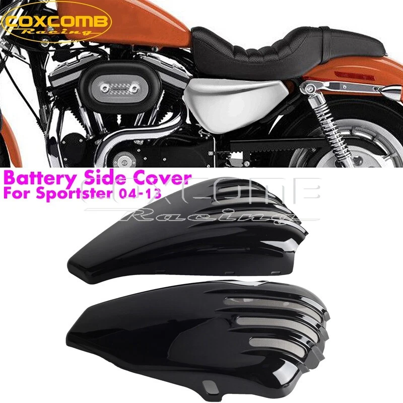 Black ABS Left Right Battery Side Cover for Harley Sportster XL1200 XL883 04 13