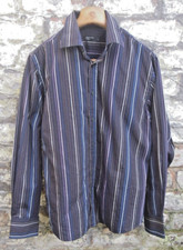 Cedarwood State Casual Black Striped Shirt Long Sleeves Cotton Blend Large